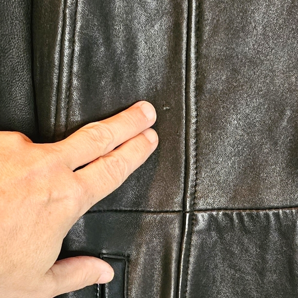 Ms. Maxima black leather coat mid-length trench size women's M - Picture 8 of 13